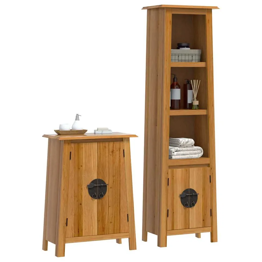 Ensemble de meubles de salle de bain 2 pcs bois de pin massif - 3