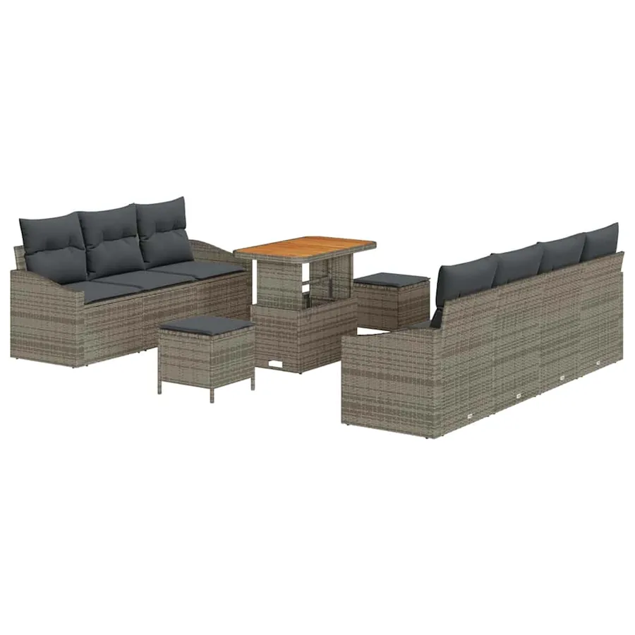 Ensemble de canapé de jardin avec coussin 10 pcs Gris - 2
