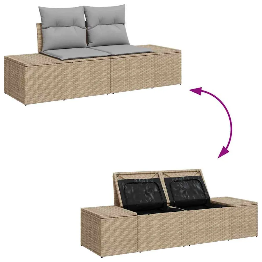 Ensemble de canapé de jardin 8 pcs Beige Poly rotin - 9