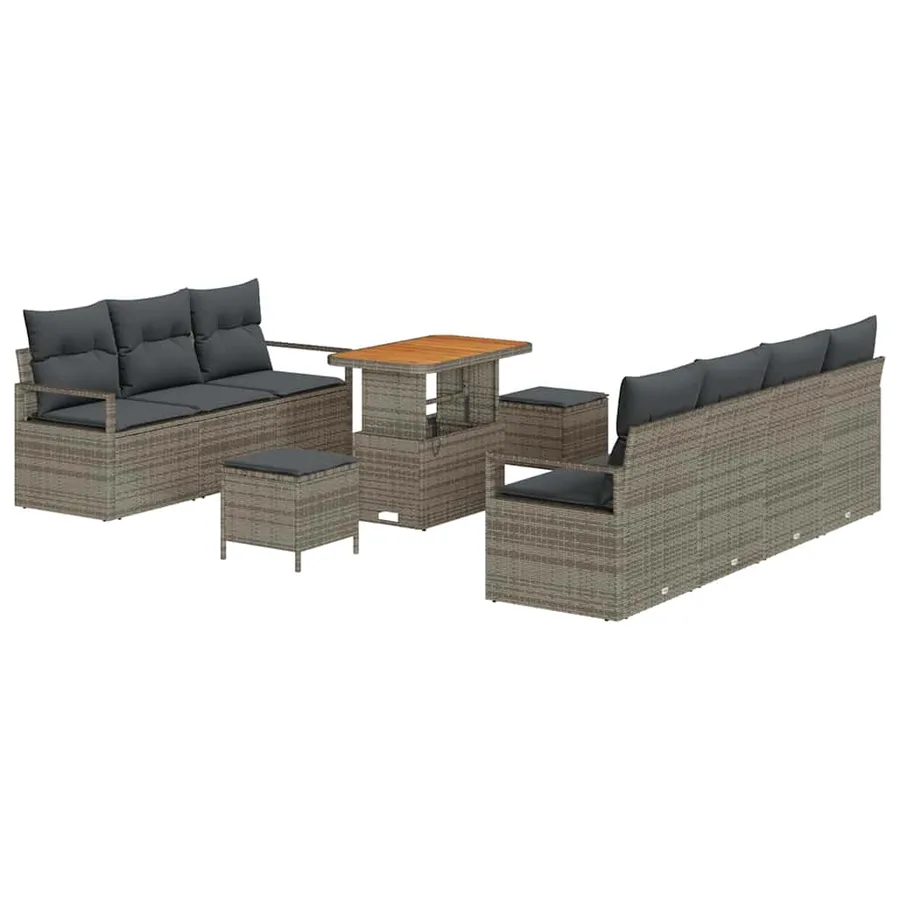 Ensemble de canapé de jardin avec coussin 10 pcs Gris - 2