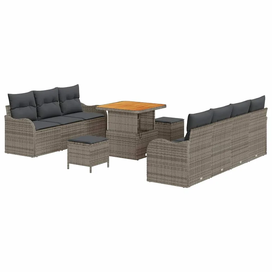 Ensemble de canapé de jardin avec coussin 10 pcs Gris - 2