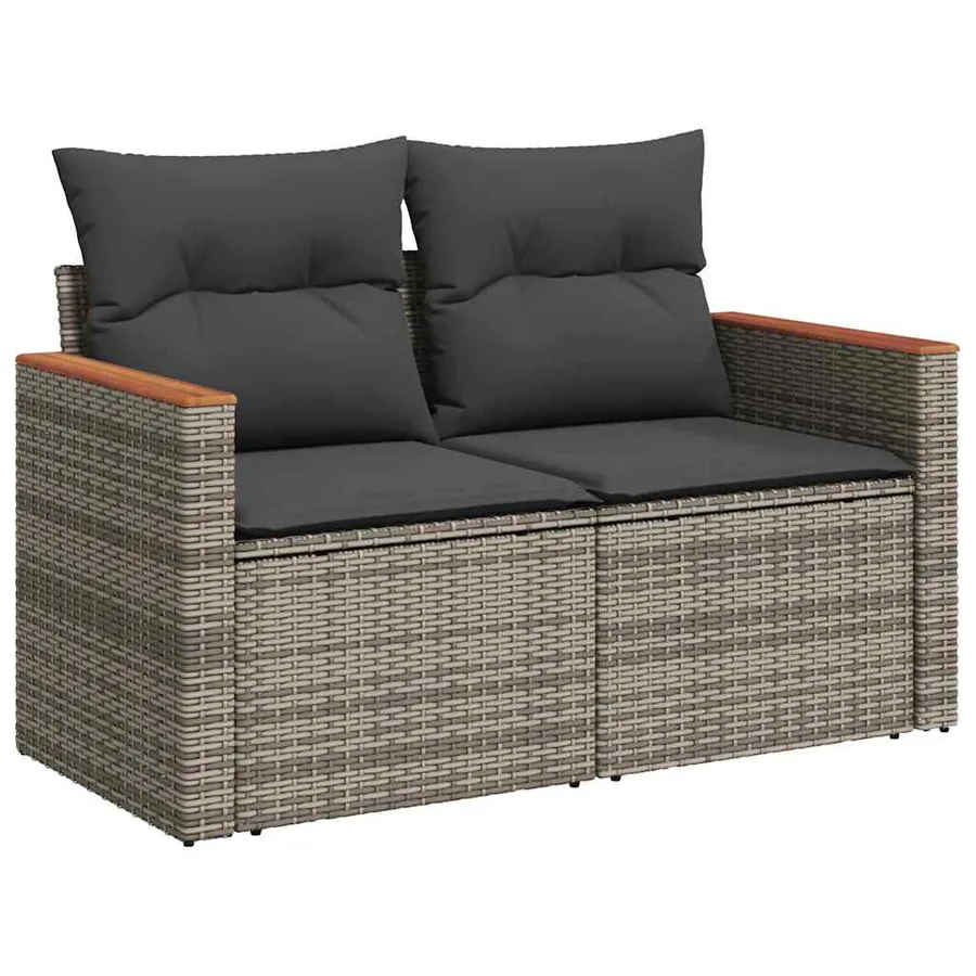 Ensemble de canapé de jardin avec coussin 10 pcs Gris polyrotin - 5