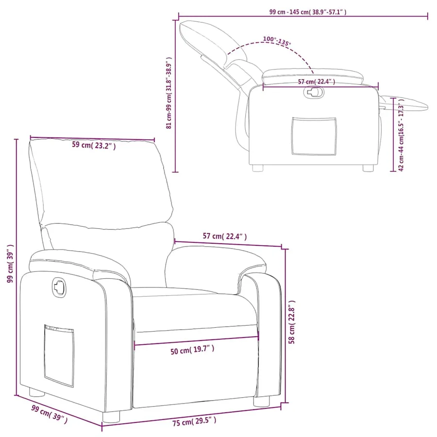 Fauteuil inclinable Rouge bordeaux Tissu - 11