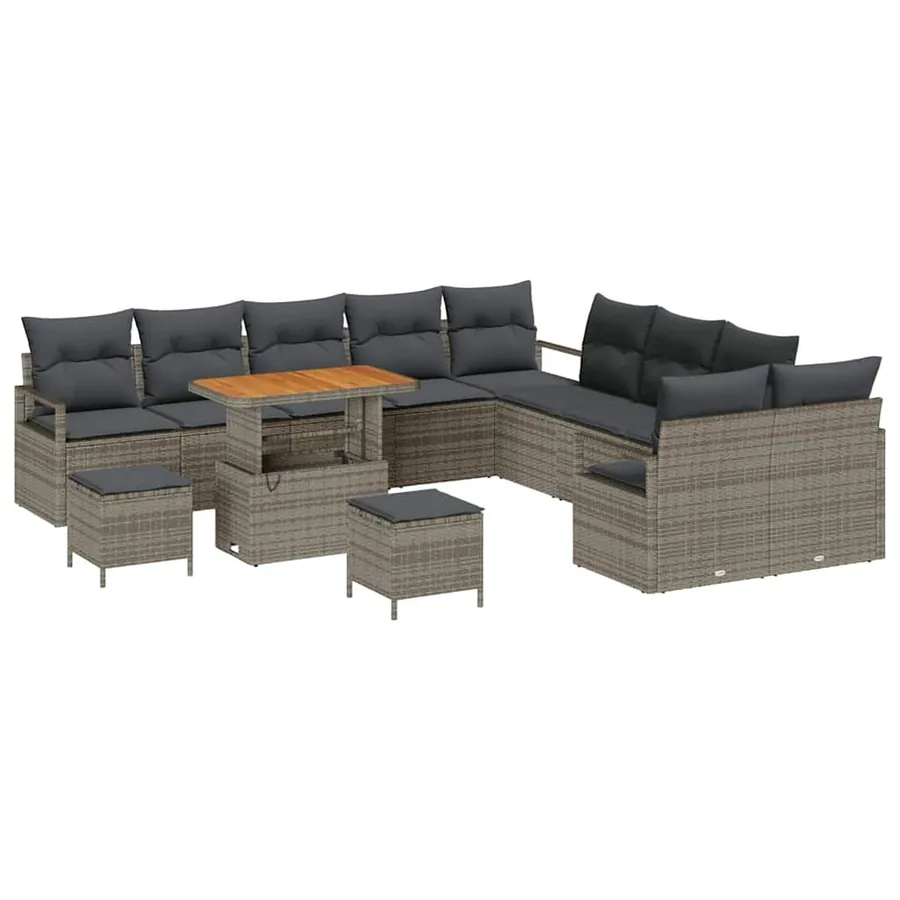 Ensemble de canapé de jardin avec coussin 13 pcs Gris - 2