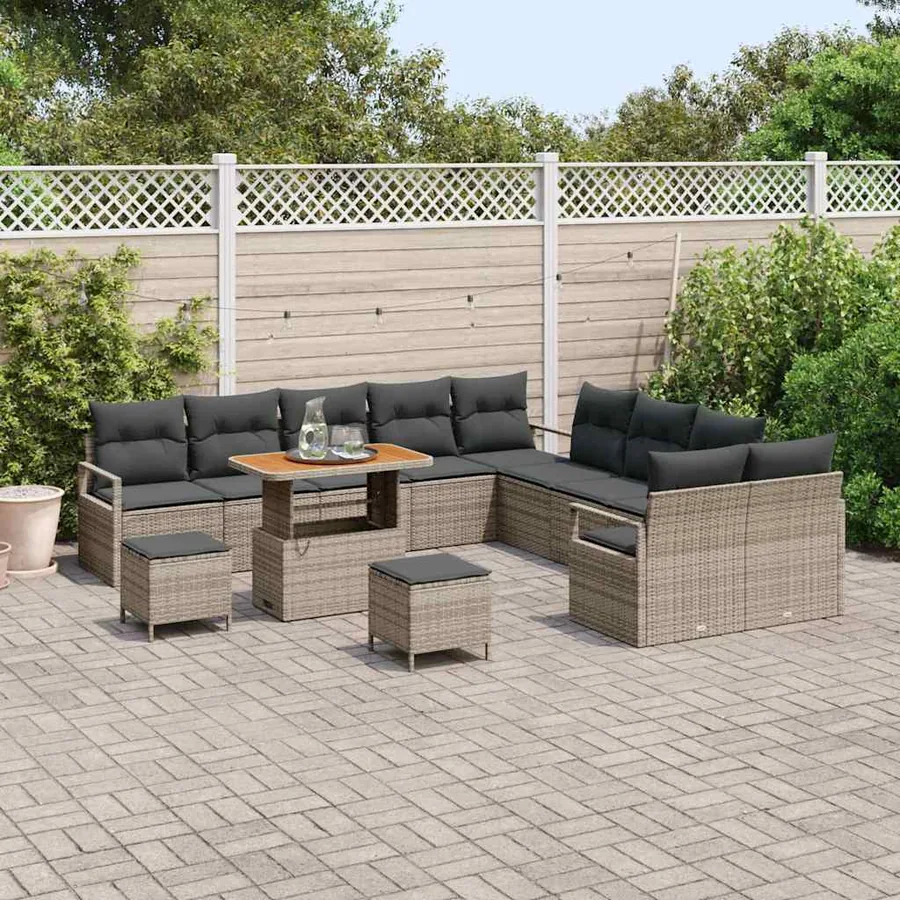 Ensemble de canapé de jardin avec coussin 13 pcs Gris - 3