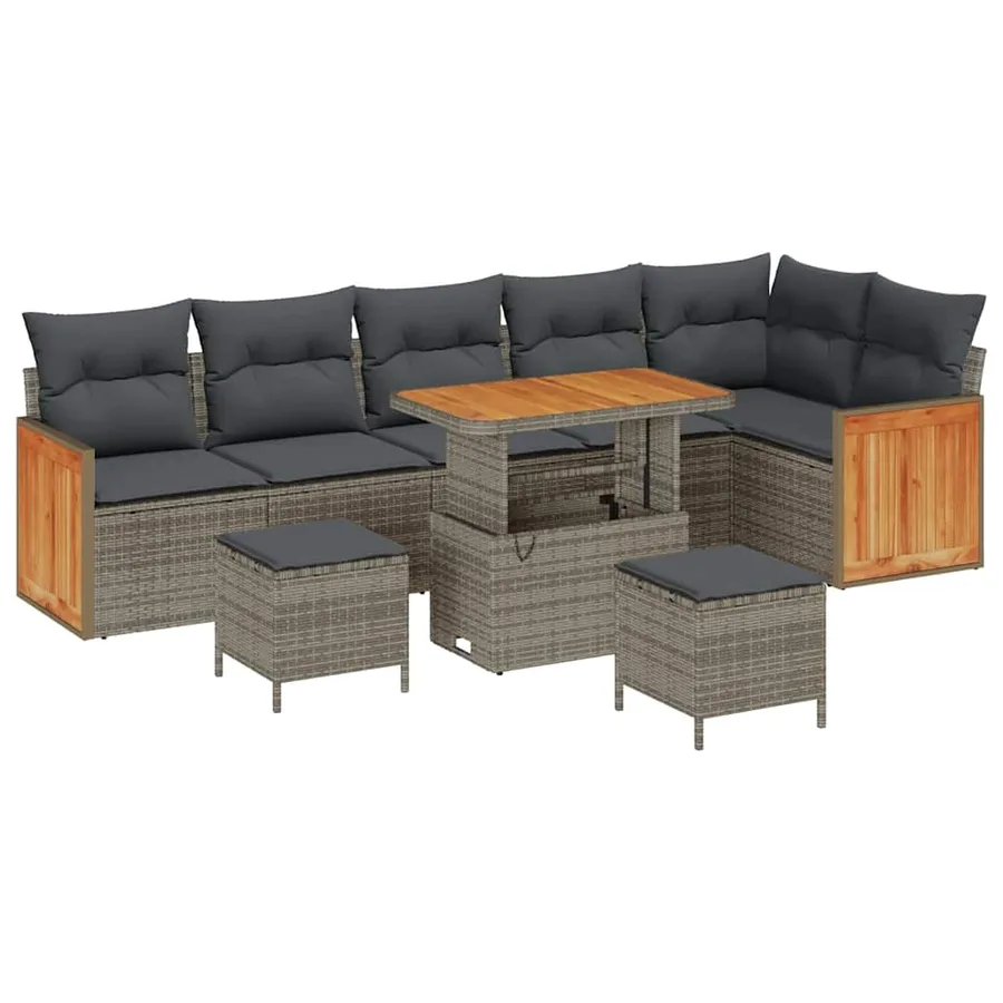 Ensemble de canapé de jardin avec coussin 11 pcs Gris polyrotin - 2