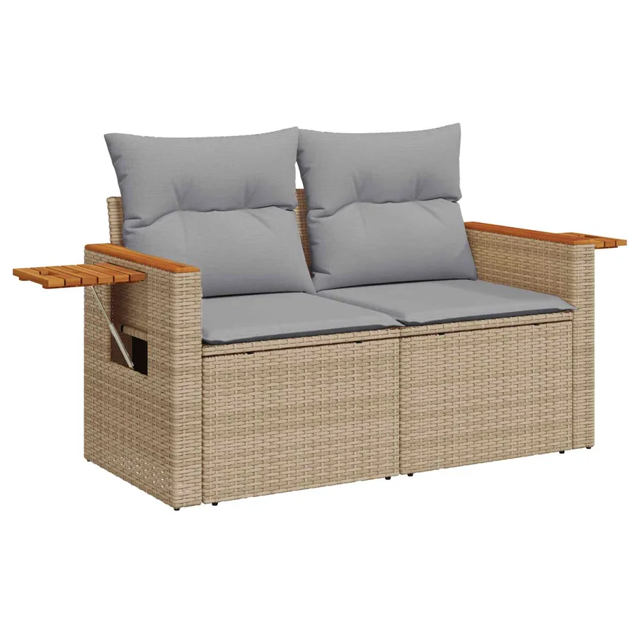 Ensemble de canapé de jardin 8 pcs Beige polyrotin - 6