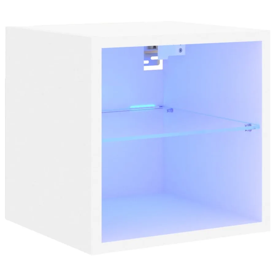 Meuble TV mural avec lumières LED blanc 30x28,5x30 cm - 2
