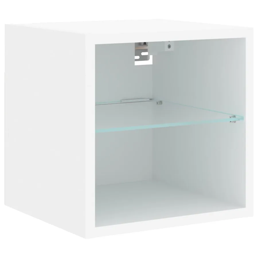 Meuble TV mural avec lumières LED blanc 30x28,5x30 cm - 6