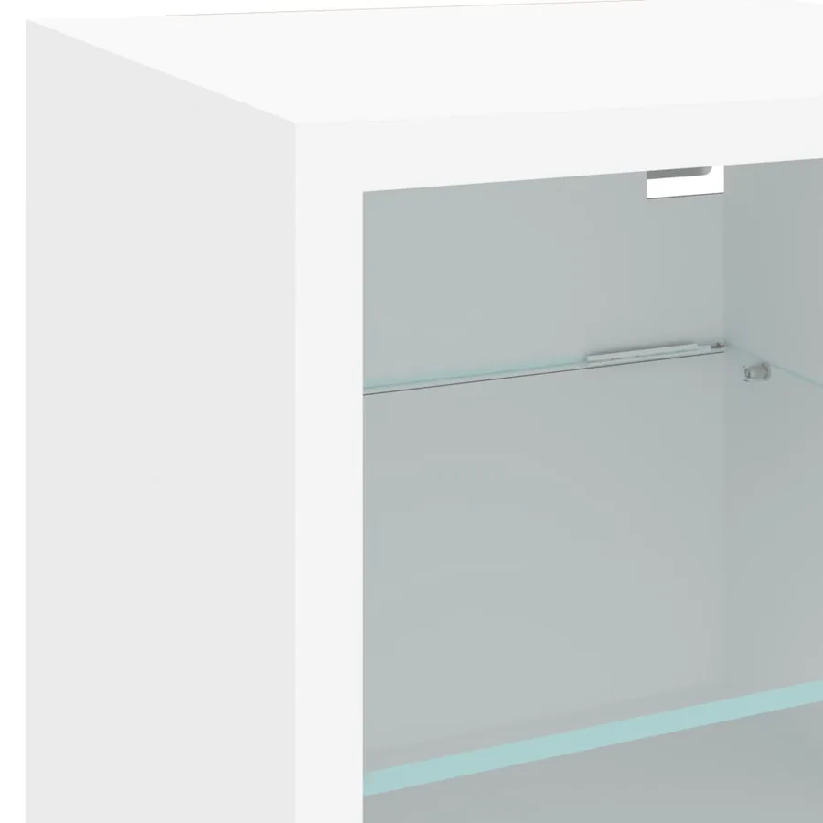Meuble TV mural avec lumières LED blanc 30x28,5x30 cm - 8
