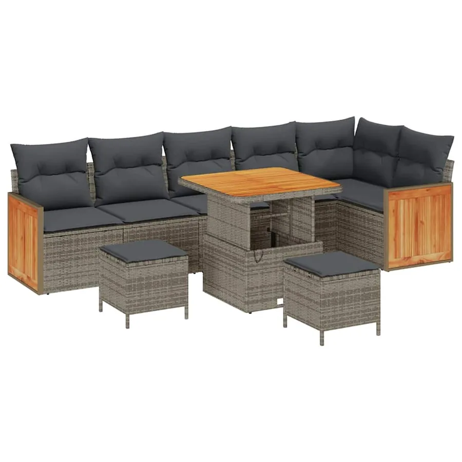 Ensemble de canapé de jardin avec coussin 11 pcs Gris polyrotin - 2