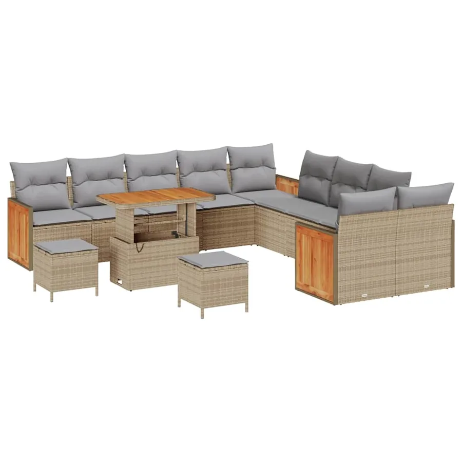 Ensemble de canapé de jardin 17 pcs Beige et Gris clair - 2