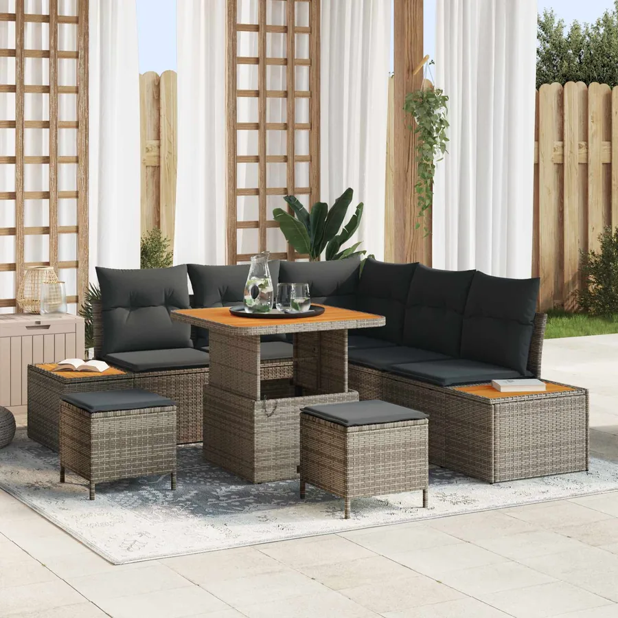 Ensemble de canapé de jardin avec coussin 8 pcs Gris