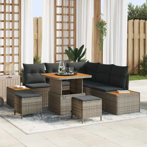 Ensemble de canapé de jardin avec coussin 8 pcs Gris