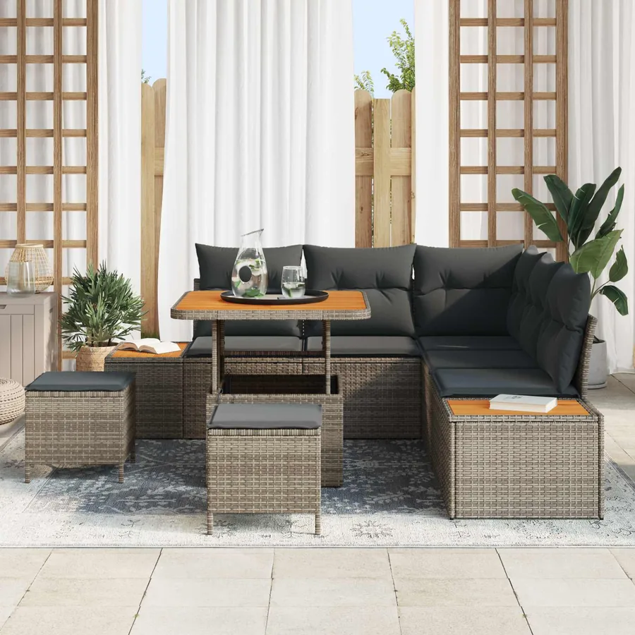 Ensemble de canapé de jardin avec coussin 8 pcs Gris - 3