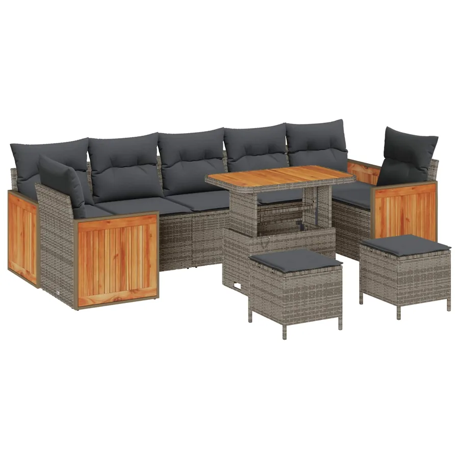 Ensemble de canapé de jardin avec coussin 10 pcs Gris - 2
