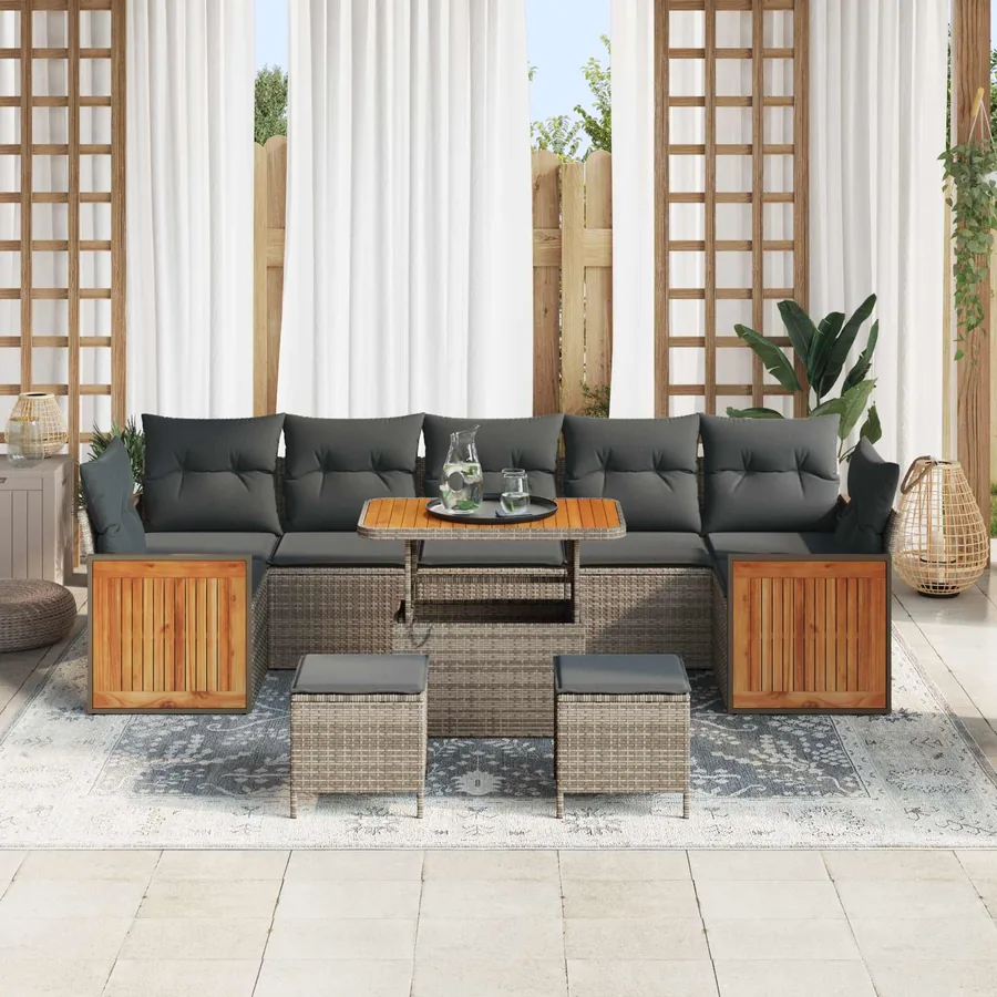 Ensemble de canapé de jardin avec coussin 10 pcs Gris - 3