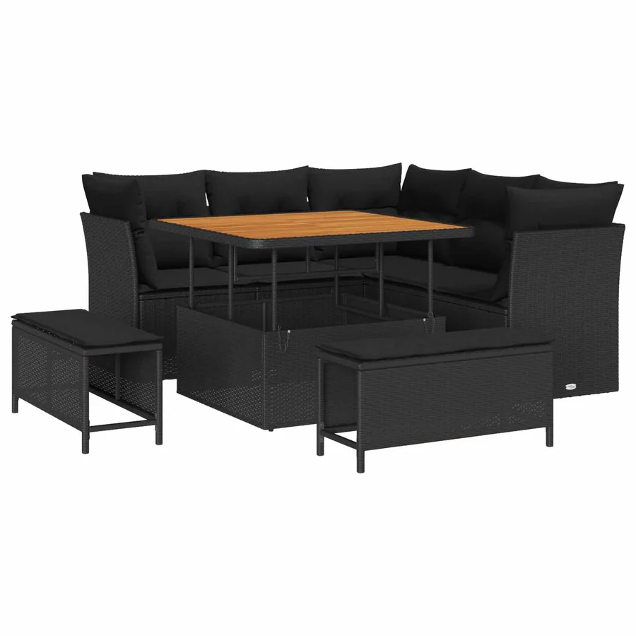 Ensemble de canapé de jardin avec coussin 8 pcs Noir - 2