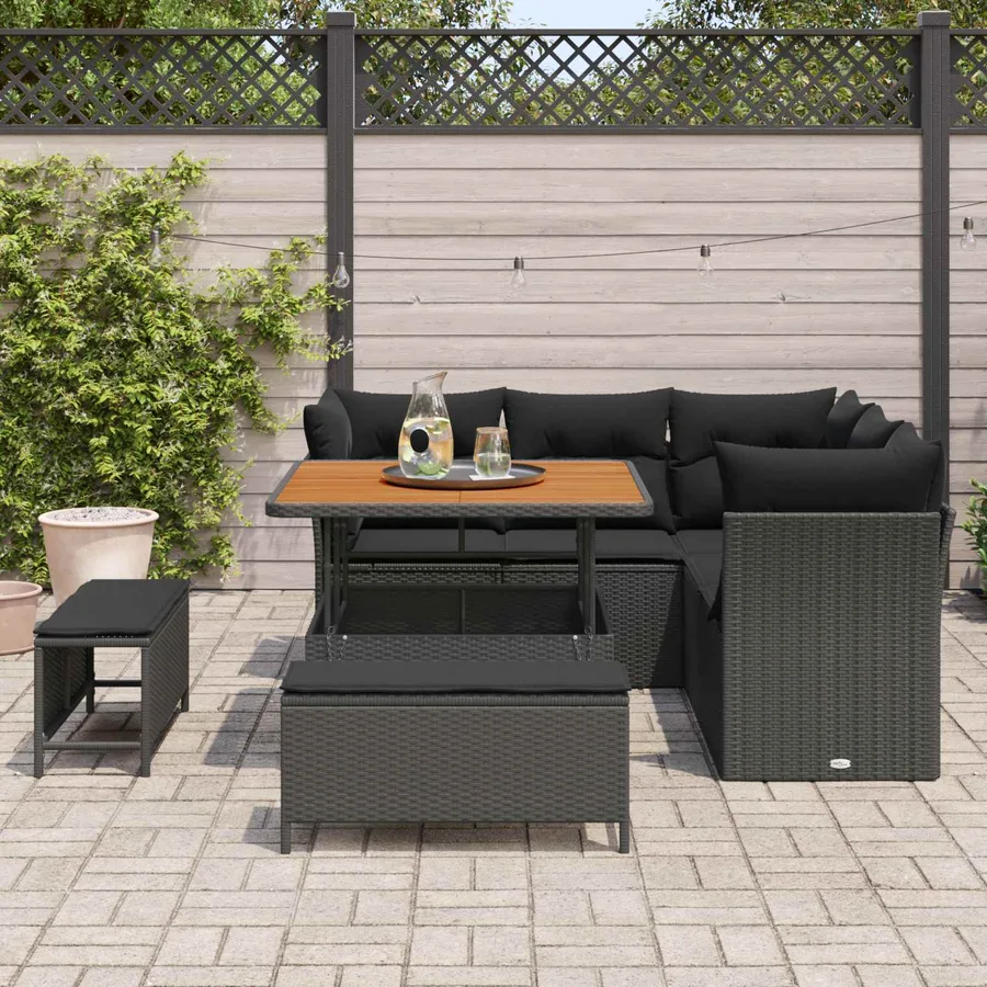 Ensemble de canapé de jardin avec coussin 8 pcs Noir - 3