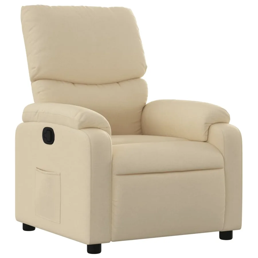 Fauteuil inclinable en tissu crème - 2