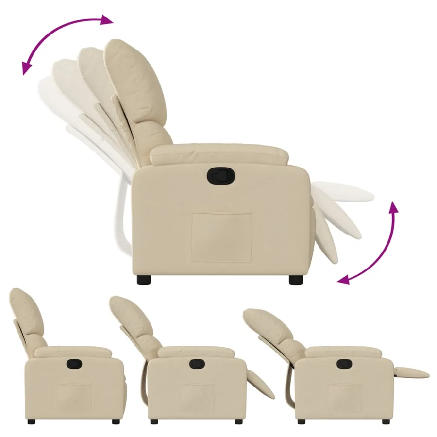 Fauteuil inclinable en tissu crème - 4