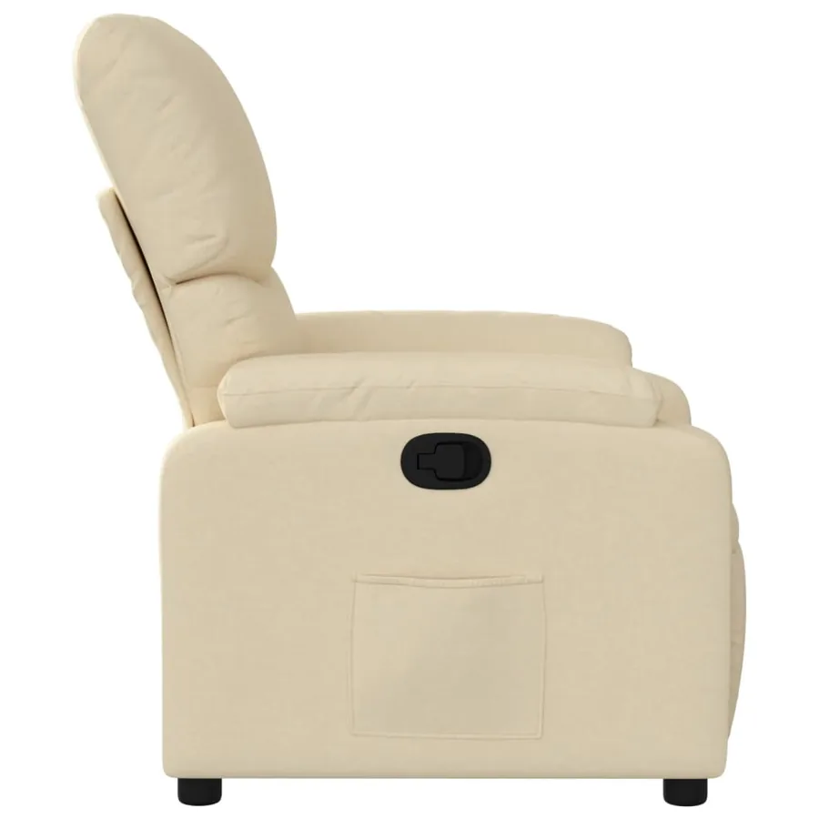 Fauteuil inclinable en tissu crème - 7
