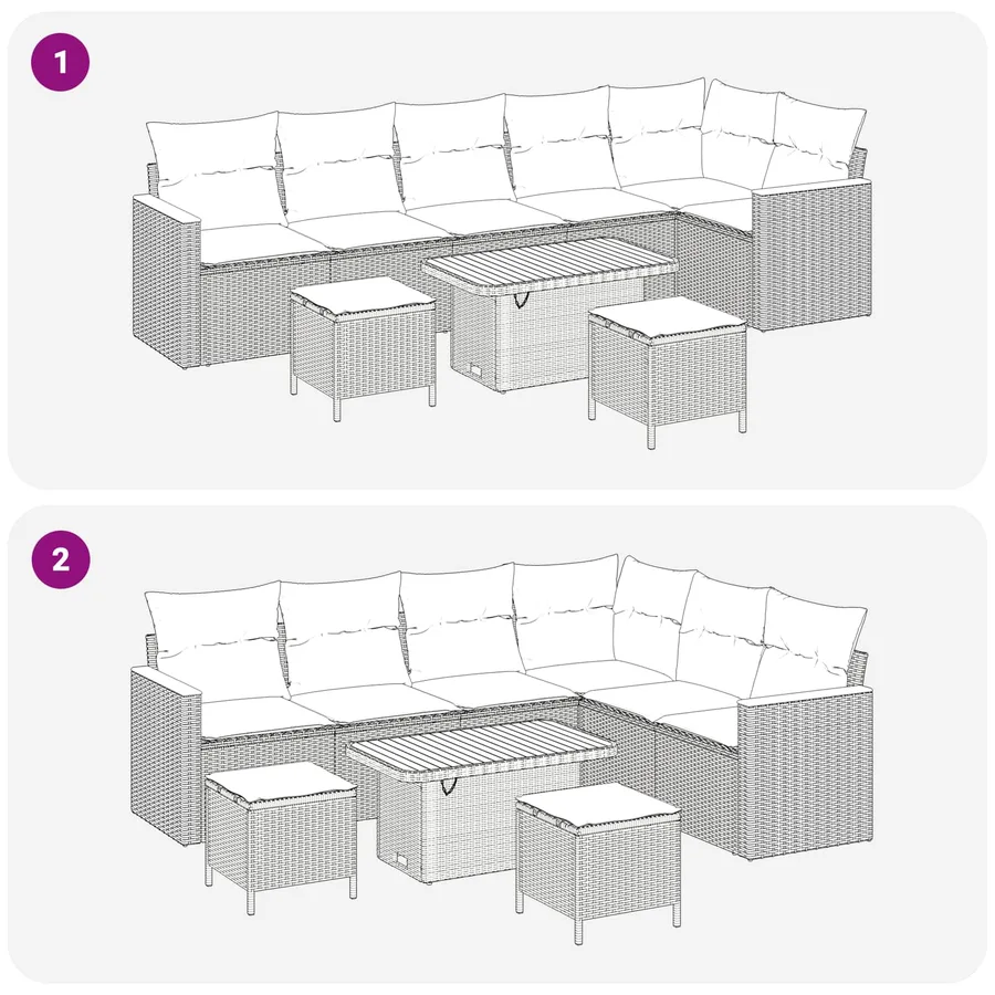Ensemble de canapé de jardin 9 pcs Gris polyrotin - 10