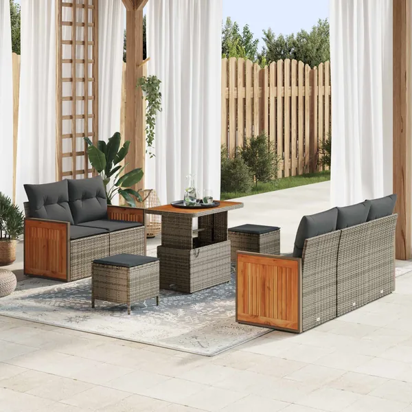 Ensemble de canapé de jardin avec coussin 8 pcs Gris