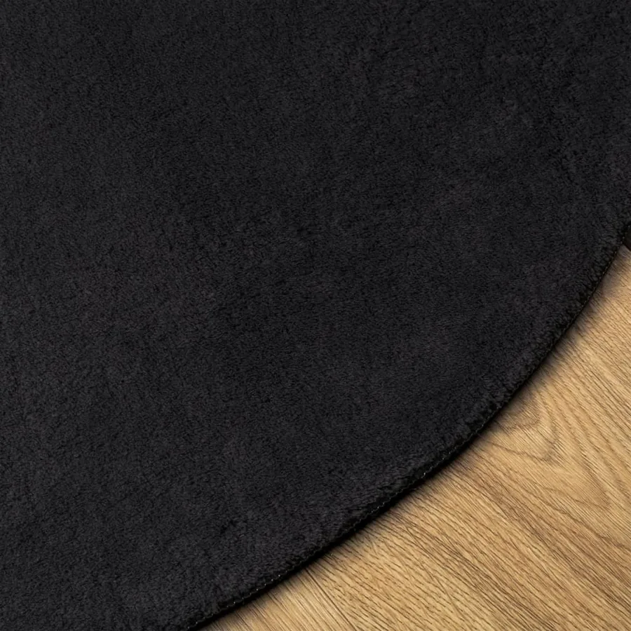 Tapis HUARTE à poils courts doux et lavable noir Ø 100 cm - 4