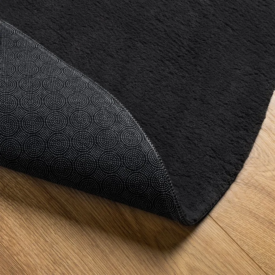 Tapis HUARTE à poils courts doux et lavable noir Ø 100 cm - 5