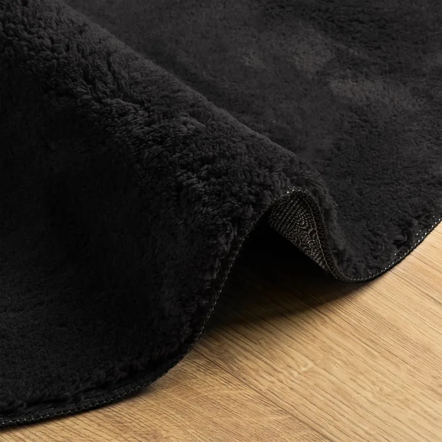 Tapis HUARTE à poils courts doux et lavable noir Ø 100 cm - 6