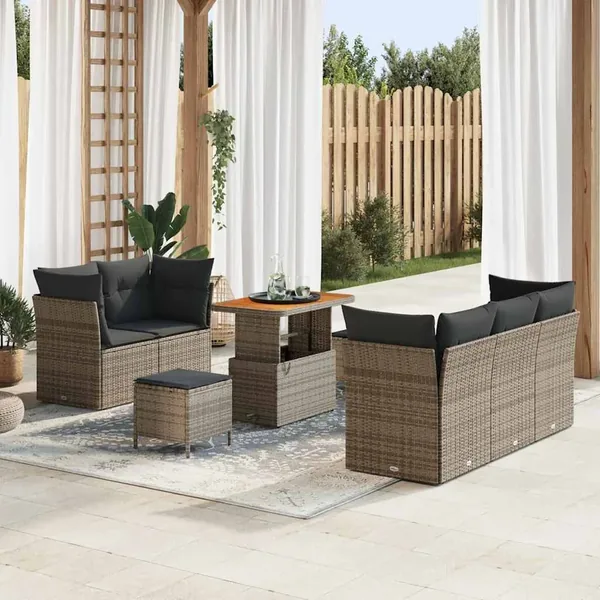 Ensemble de canapé de jardin avec coussin 8 pcs Gris