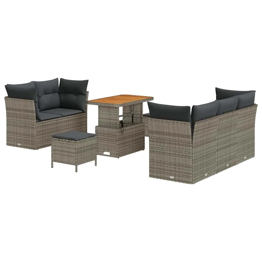 Ensemble de canapé de jardin avec coussin 8 pcs Gris - 2