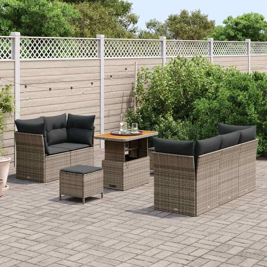 Ensemble de canapé de jardin avec coussin 8 pcs Gris - 3