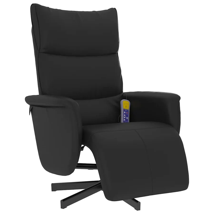 Fauteuil inclinable de massage repose-pieds noir similicuir - 3