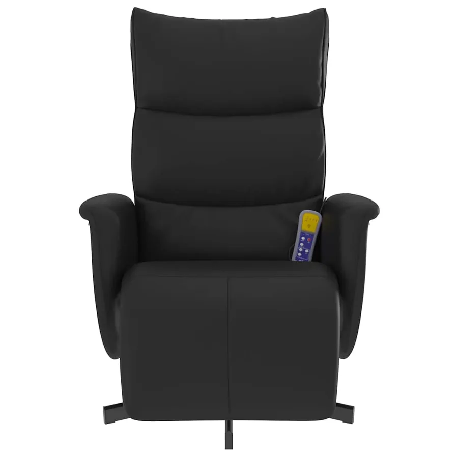 Fauteuil inclinable de massage repose-pieds noir similicuir - 4