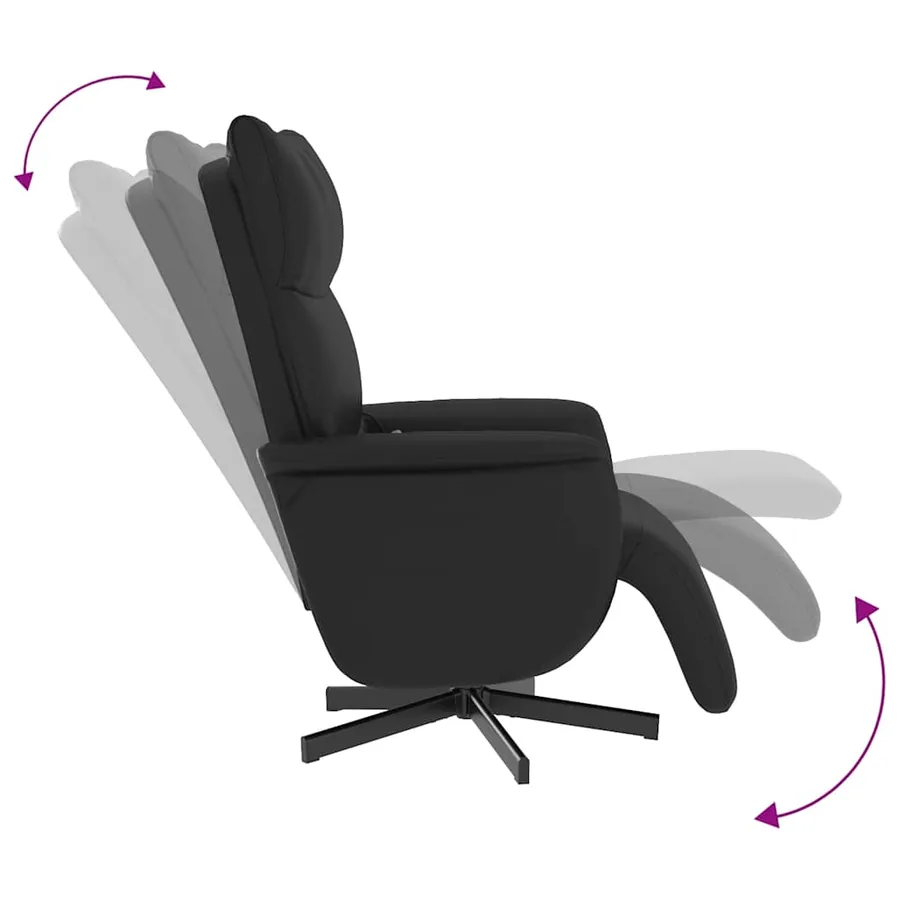 Fauteuil inclinable de massage repose-pieds noir similicuir - 7