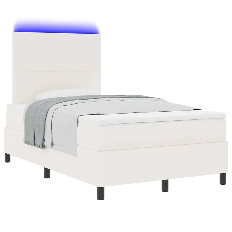 Lit à ressort LED avec tête de lit Crème et Blanc 120 x 200 cm - 3