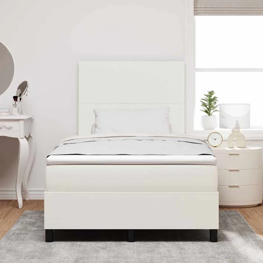 Lit à ressort LED avec tête de lit Crème et Blanc 120 x 200 cm - 4