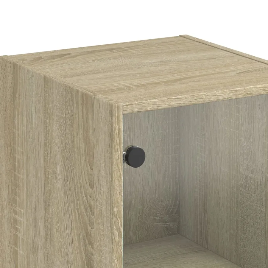 Buffet avec portes en verre chêne sonoma 35x37x142 cm - 10