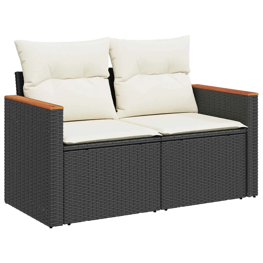 Ensemble de canapé de jardin 8 pcs Noir polyrotin - 5