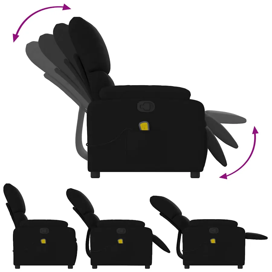 Fauteuil de massage inclinable Noir Tissu - 8