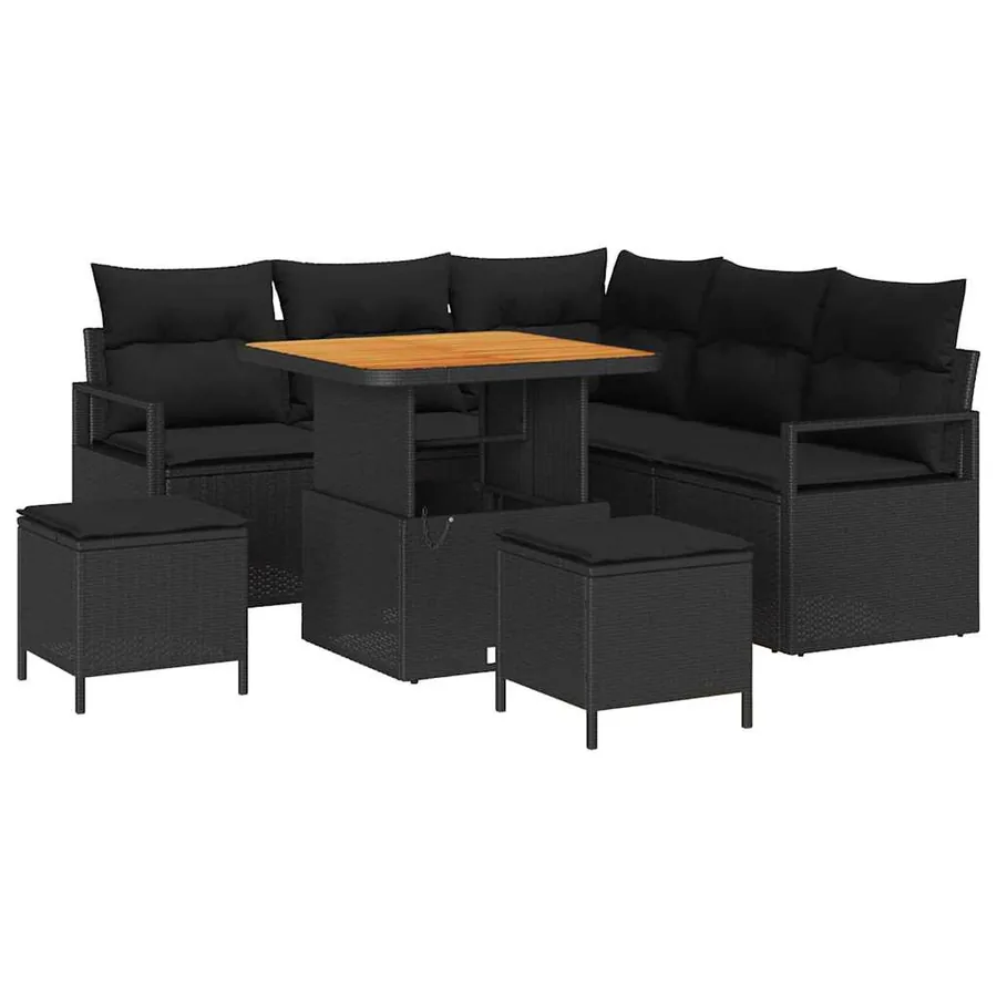Ensemble de canapé de jardin avec coussin 8 pcs Noir polyrotin - 2