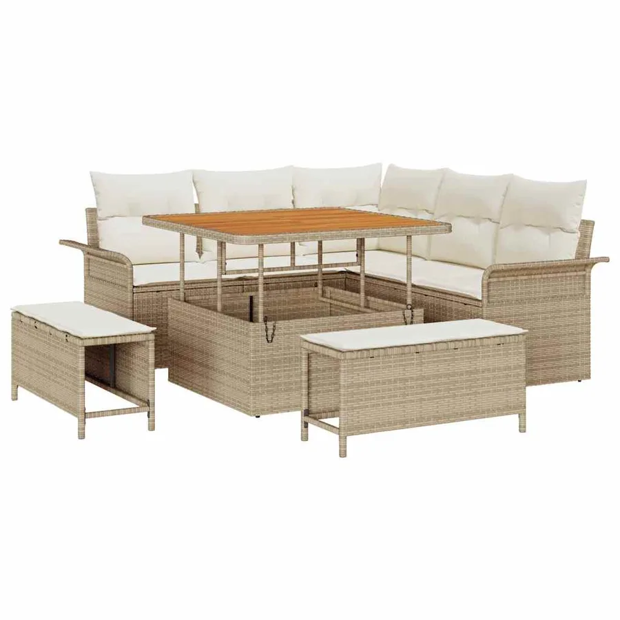Ensemble de canapé de jardin avec coussin 8 pcs Beige et crème - 2