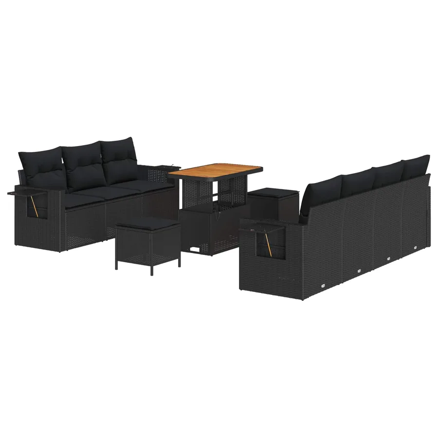 Ensemble de canapé de jardin avec coussin 10 pcs Noir - 2