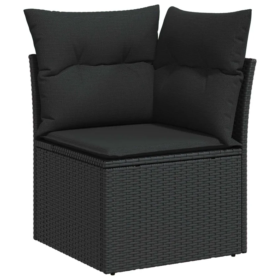 Ensemble de canapé de jardin avec coussin 12 pcs Noir polyrotin - 7