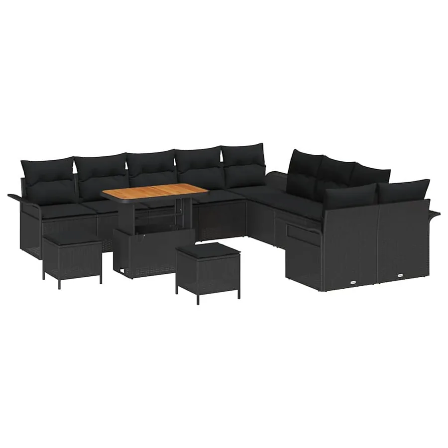 Ensemble de canapé de jardin avec coussin 13 pcs Noir - 2
