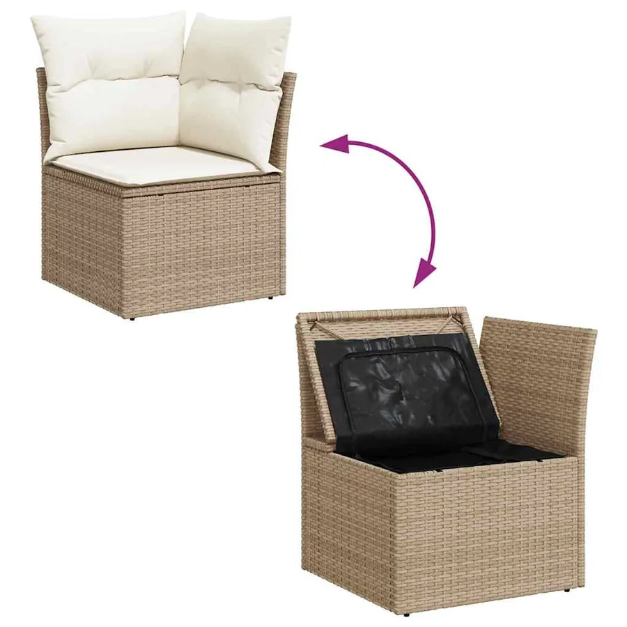 Ensemble de canapé de jardin 8 pcs Beige Poly rotin - 8