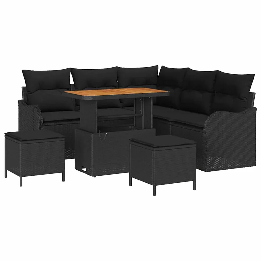 Ensemble de canapé de jardin avec coussin 8 pcs Noir - 2