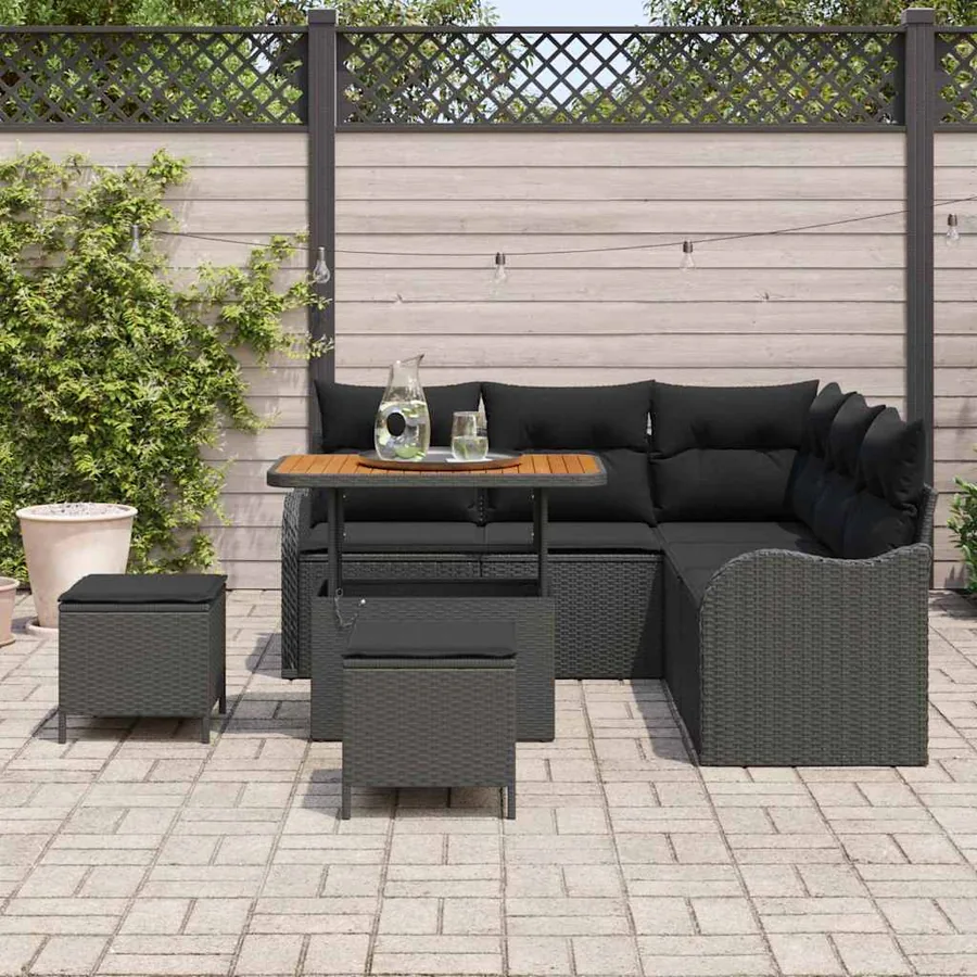 Ensemble de canapé de jardin avec coussin 8 pcs Noir - 3